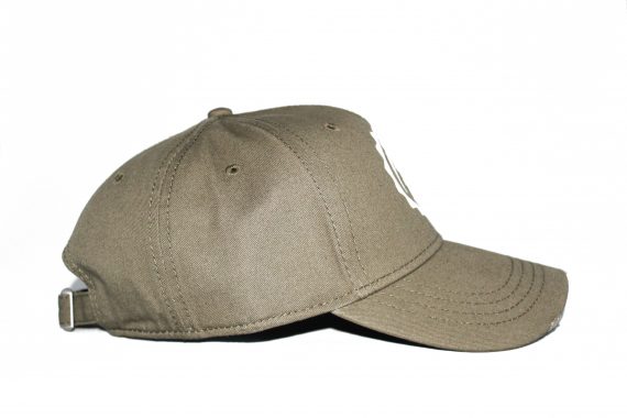 Distressed White on Olive Baseball Cap