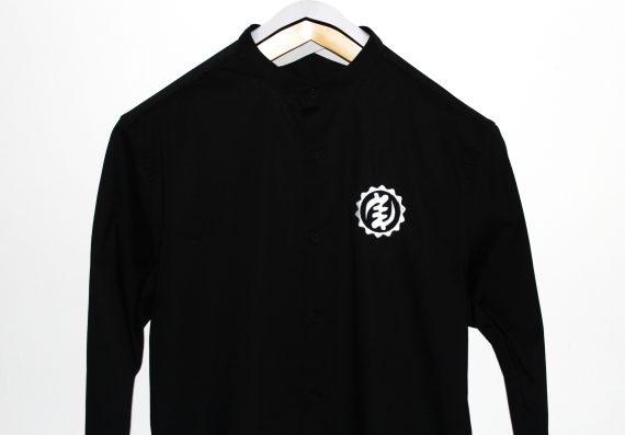 Classic Black Collarless Shirt