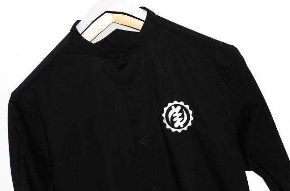 Classic Black Collarless Shirt