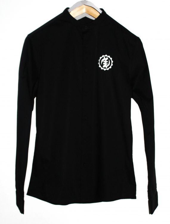 Classic Black Collarless Shirt