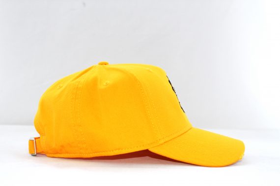 Black on Distressed Yellow Baseball Cap