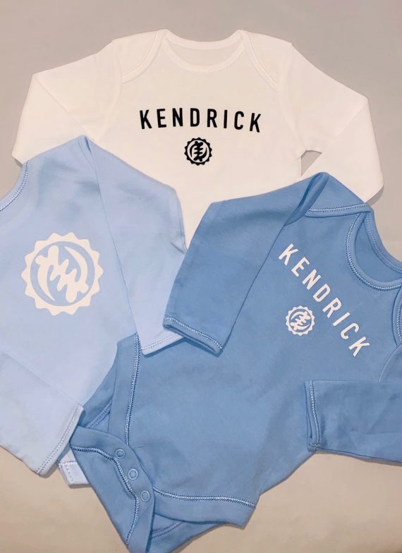 Personalised Baby Boy Bodysuit x3
