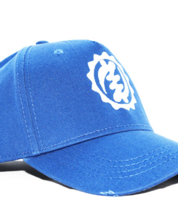 Distressed White on Blue Baseball Cap