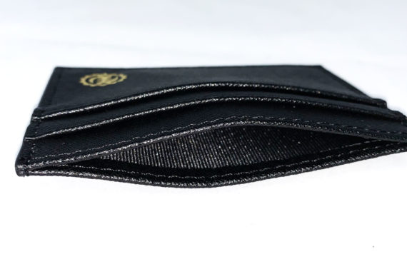 Black leather card holder
