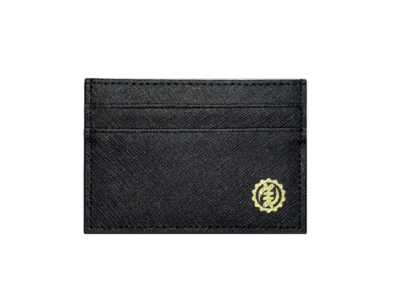 Black leather card holder