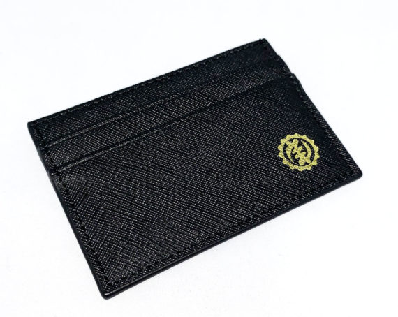 Black leather card holder