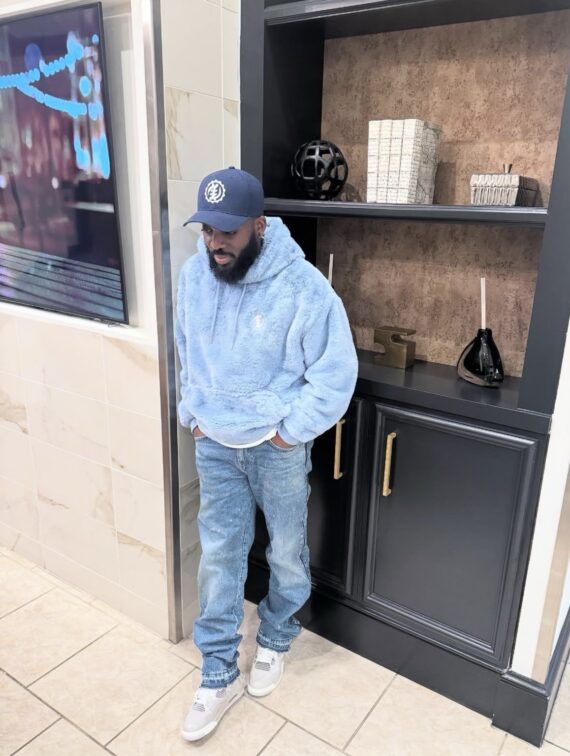 Washed Blue Teddy Hoodie
